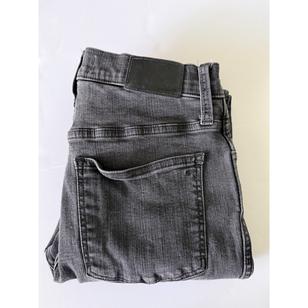Madewell 10" High Rise Skny Jeans 28P Faded Blk Button Fly Raw Hem Stretch Denim